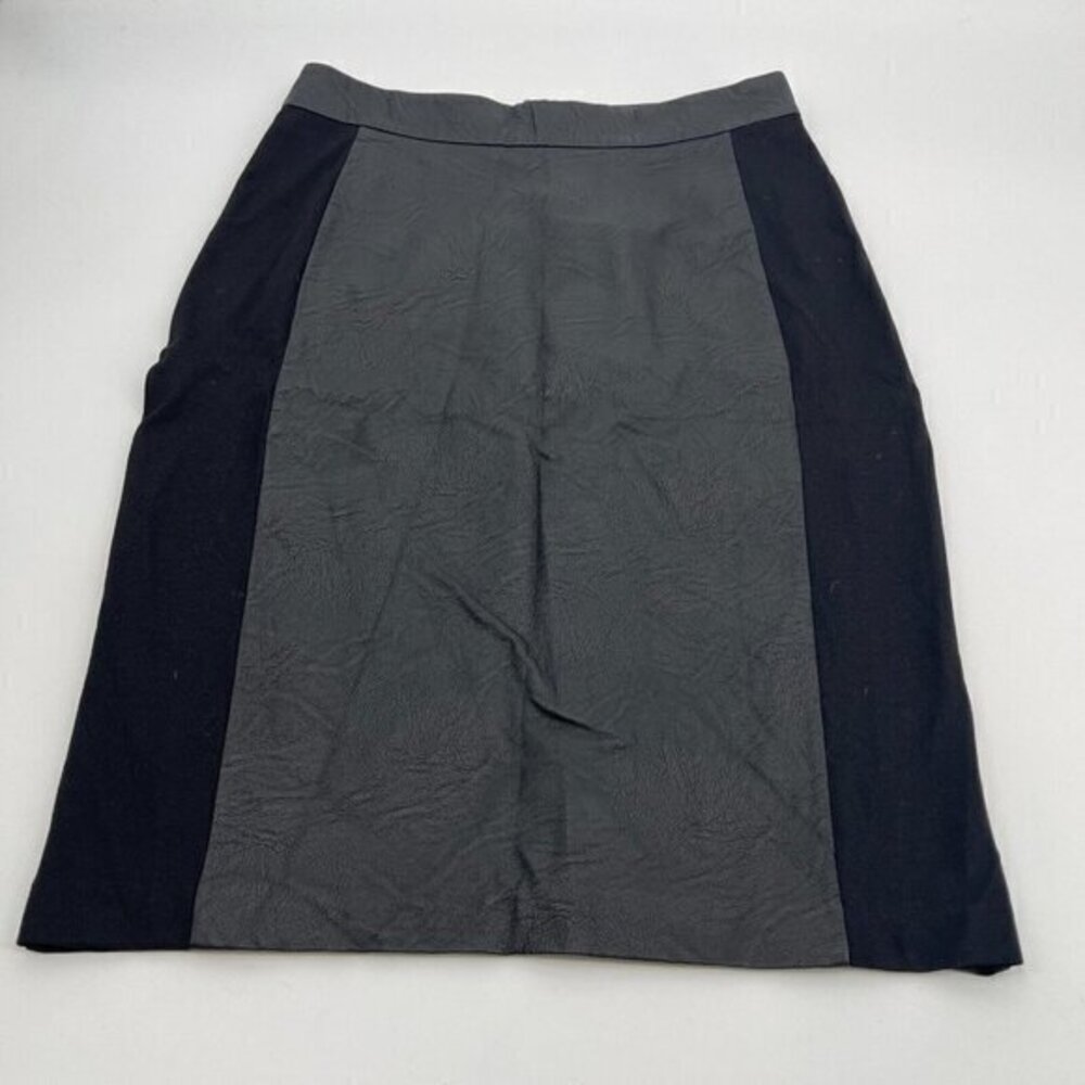 Natori Skirt 8 Womens Black Faux Leather Straight Pencil Lined Slit Business New